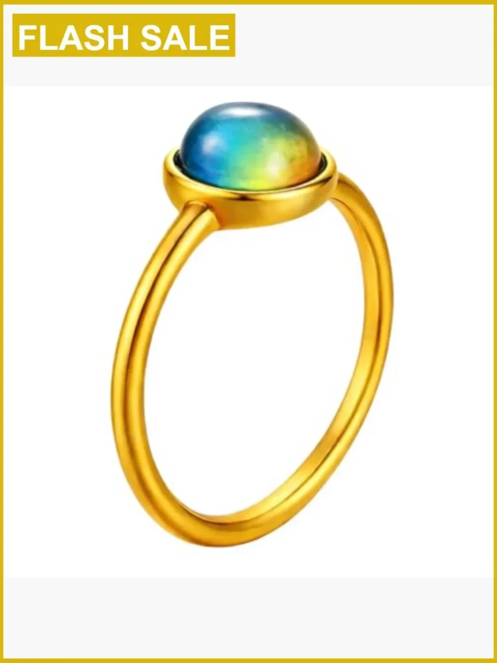 Minimalist Mood Ring with Stainless Steel Band, Color Changing Stone